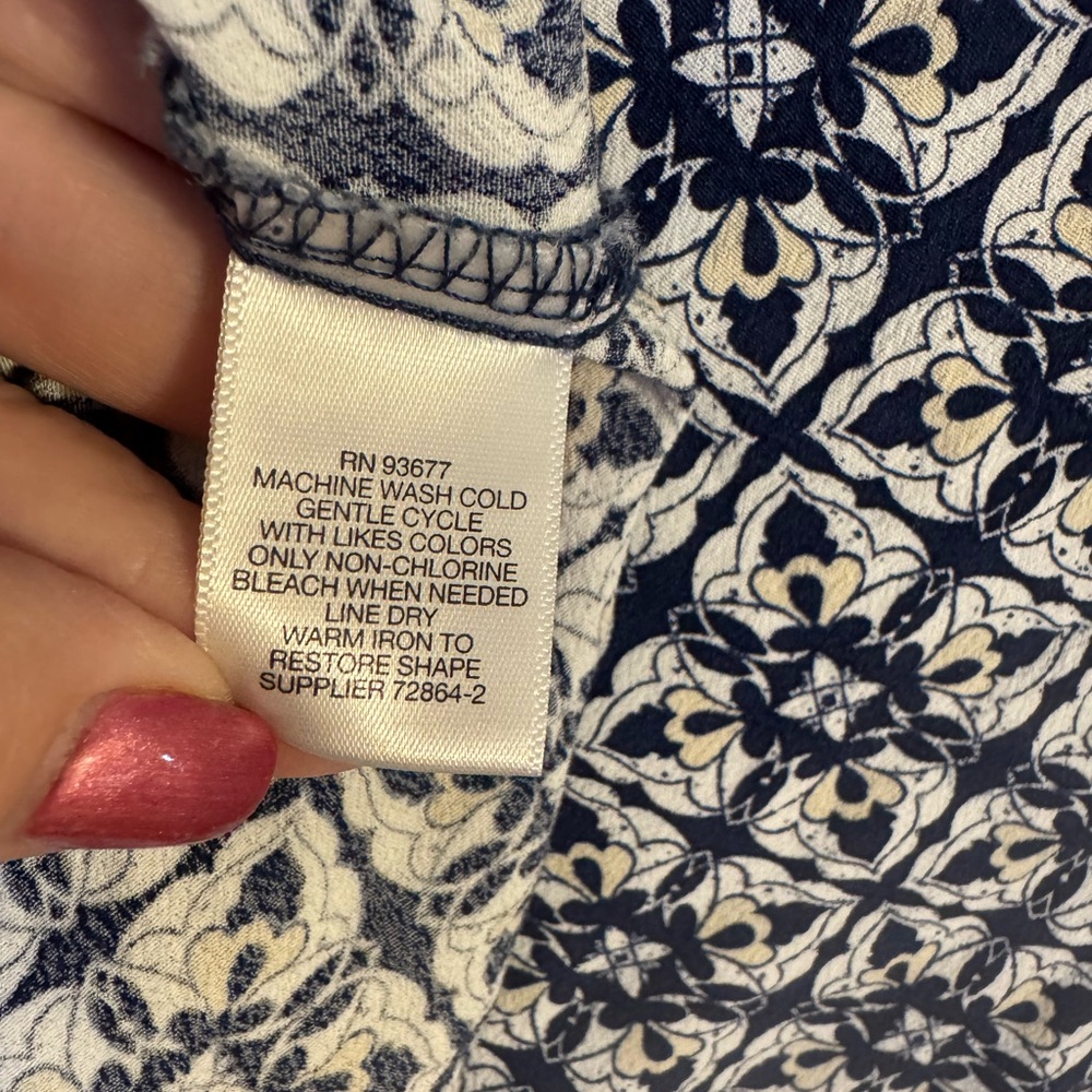LIZ CLAIBORNE   Navy/White Print Sleeveless SPRING/SUMMER TOP       XLARGE    #S - Picture 8 of 10